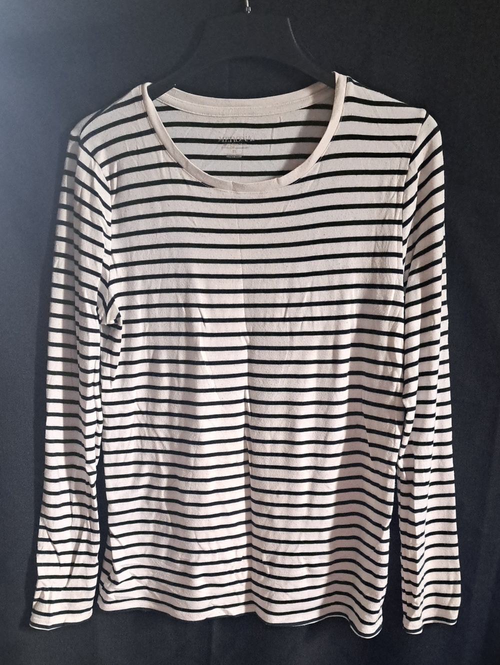 Merona Black & White Striped Long-Sleeve Tee